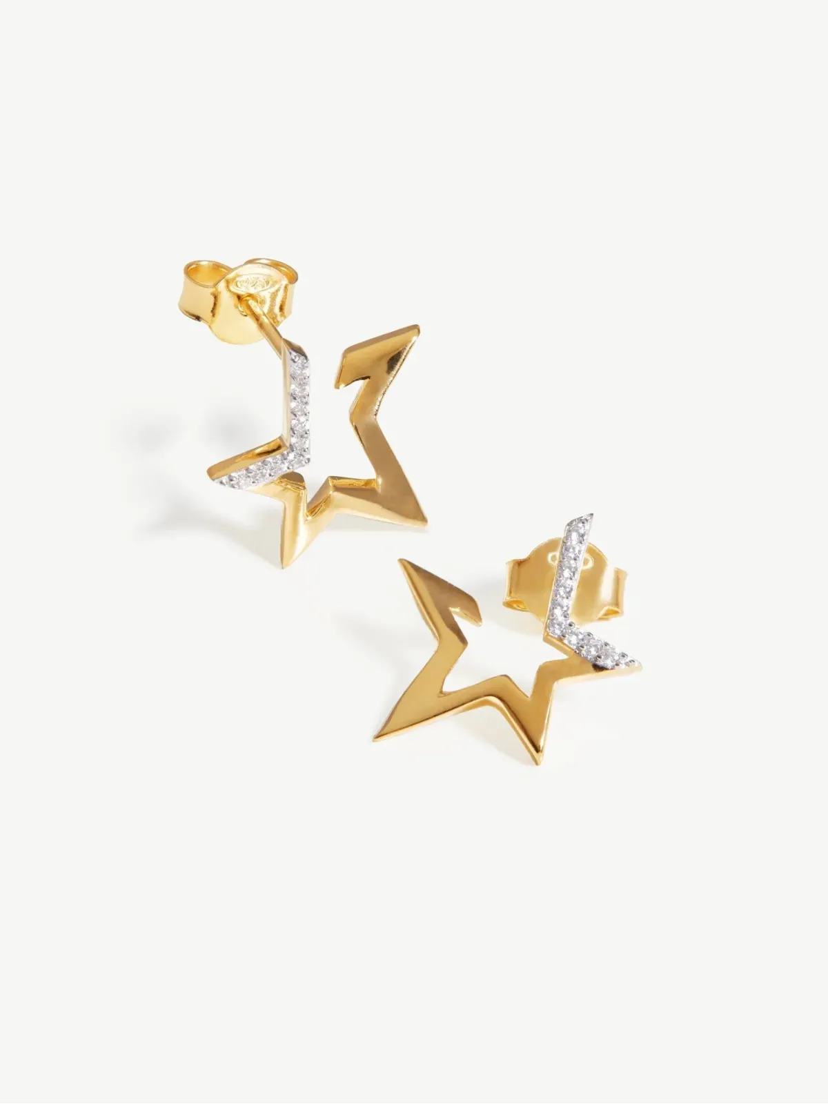 Missoma jewellery design, pave star huggies earrings 18ct gold