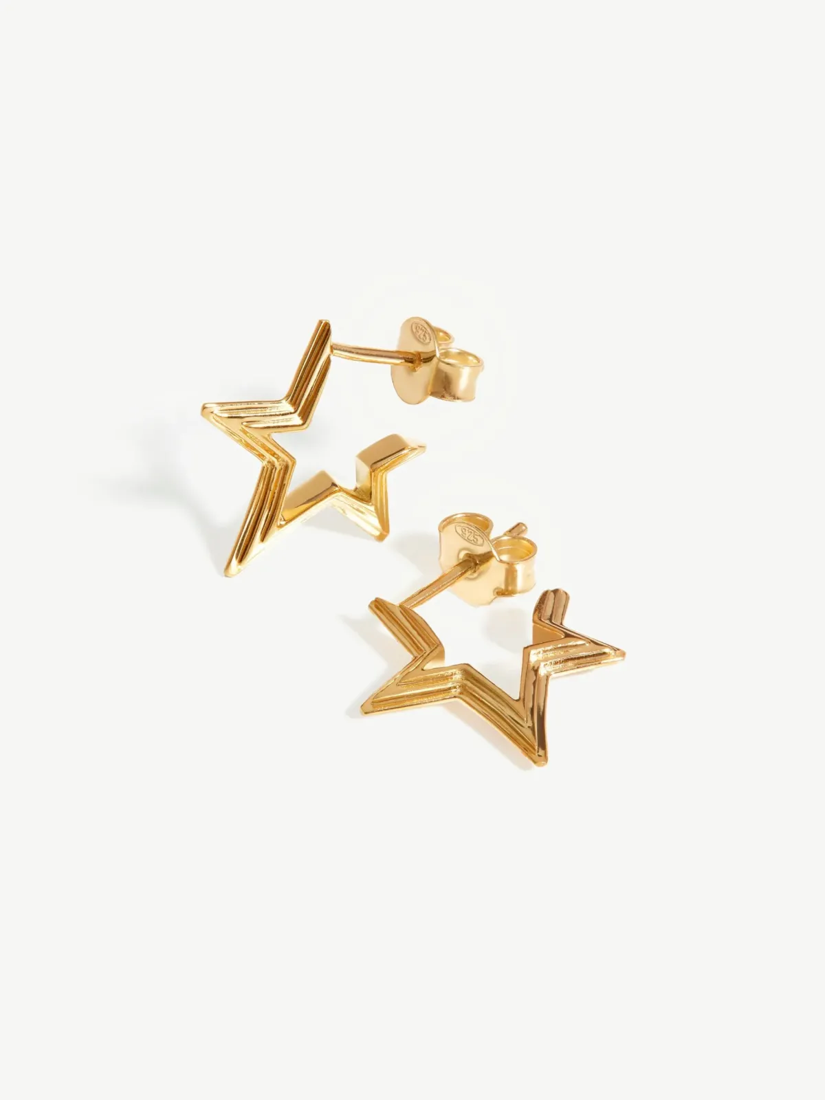 Missoma jewellery design, celestial mini ridge star huggies earrings