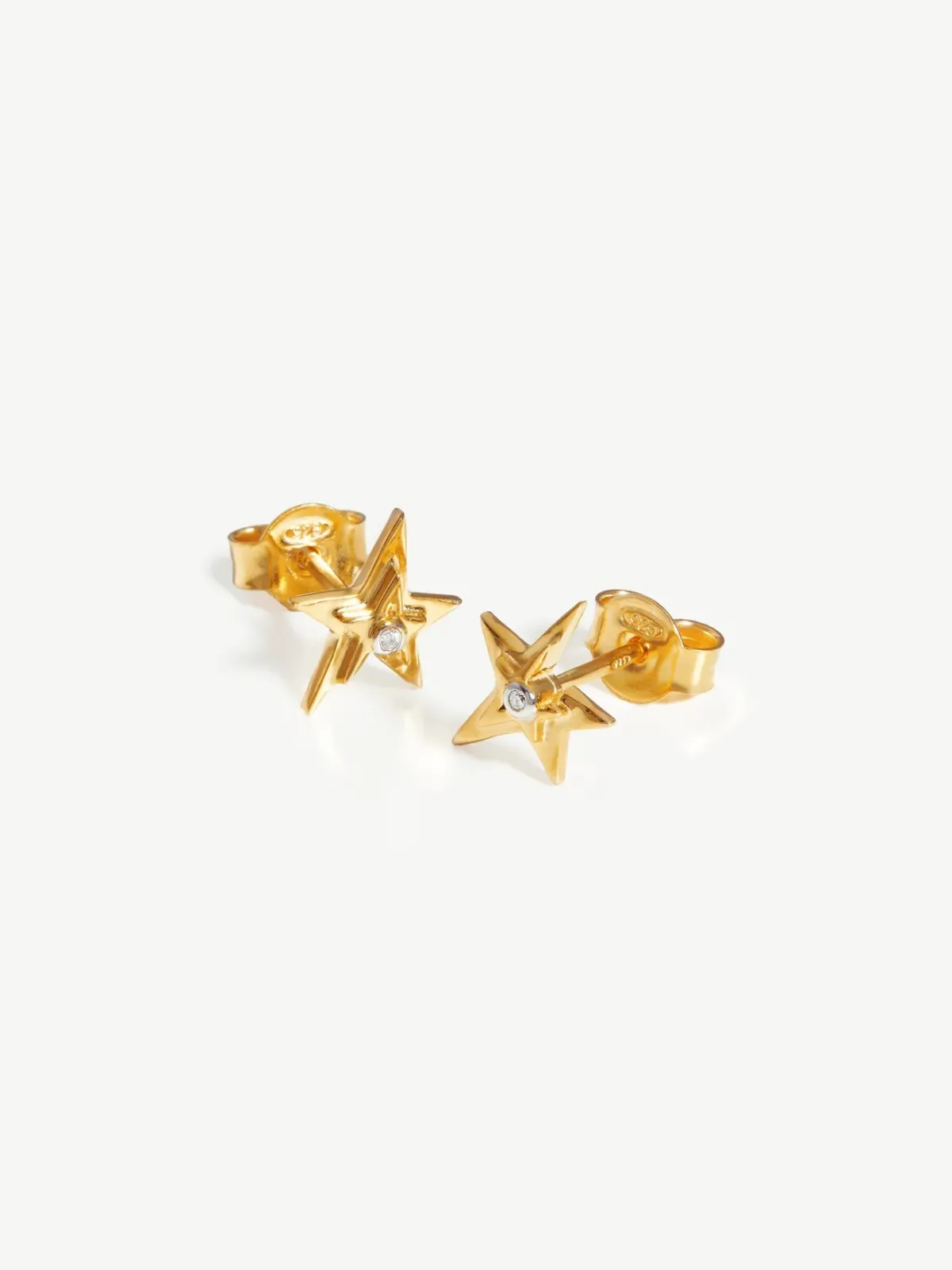 Missoma jewellery design, celestial single stone star stud earrings