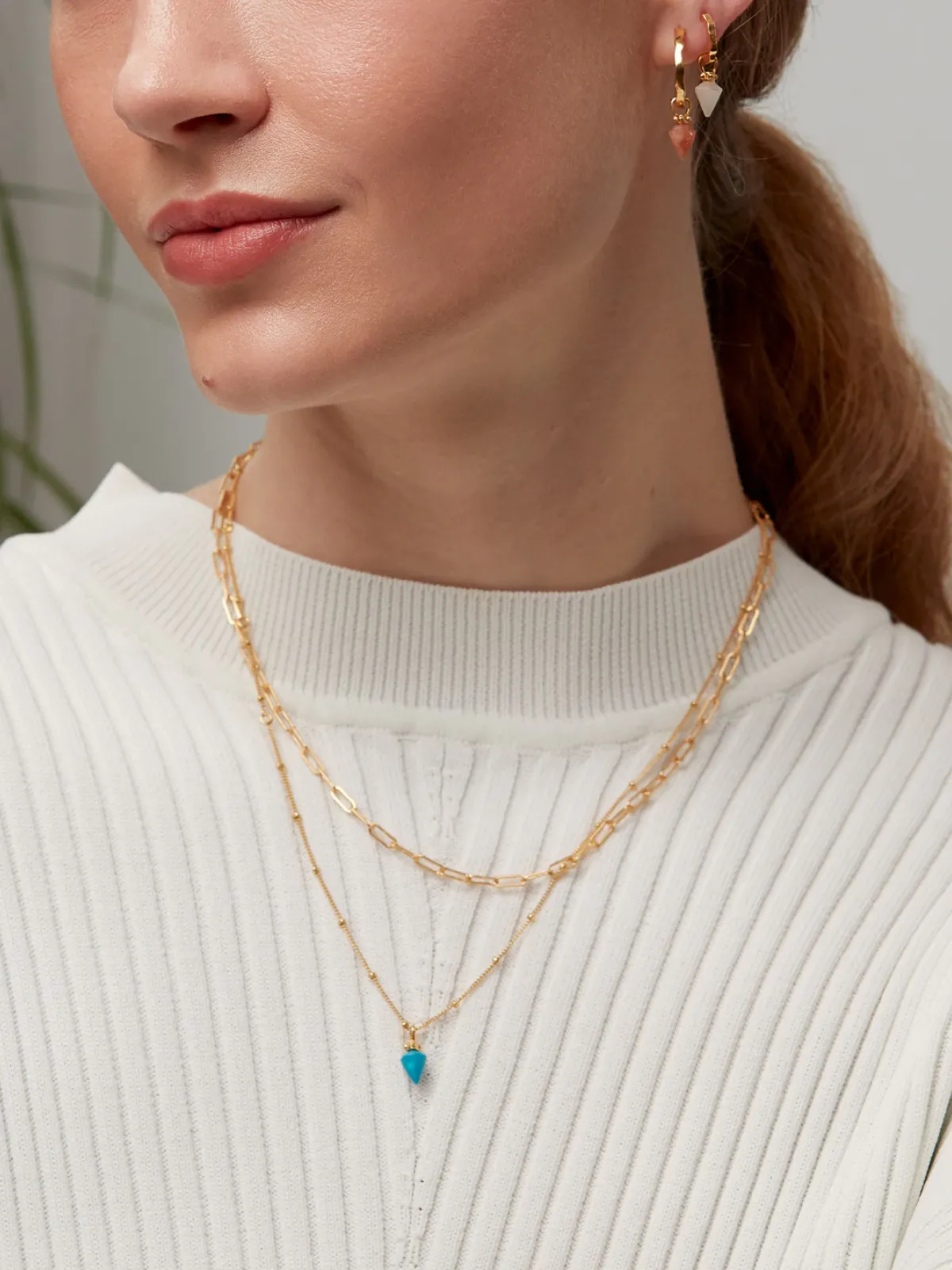 Ottoman Hands jewellery design, Air Element Turquoise Bobble Chain Necklace