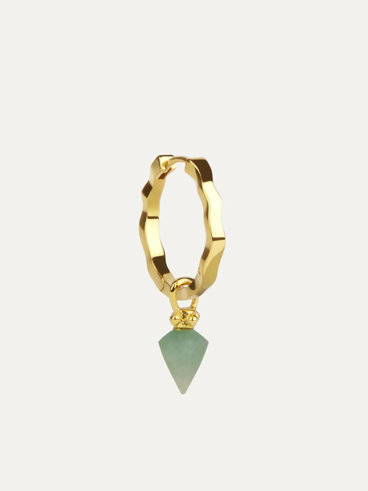 Ottoman Hands jewellery design, Earth Element Emerald Quartz with Medium Hoop Single Earring