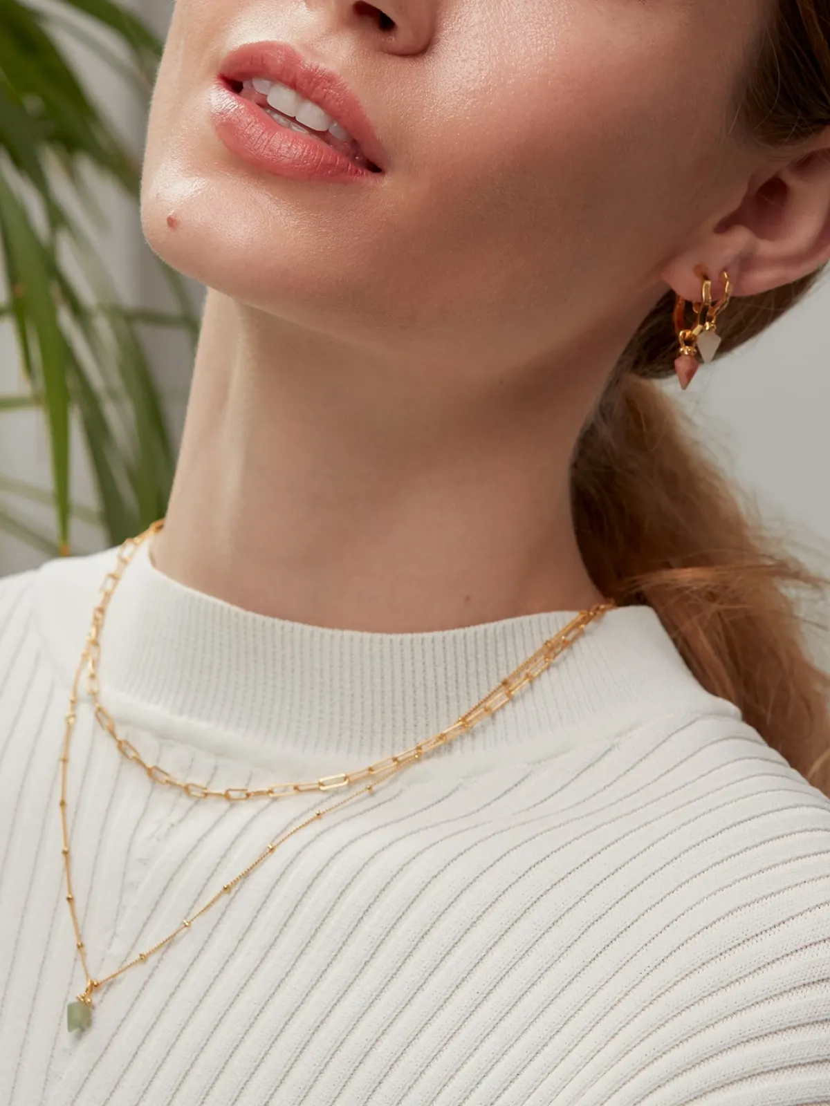 Ottoman Hands jewellery design, Earth Element Emerald Quartz Bobble Chain Necklace