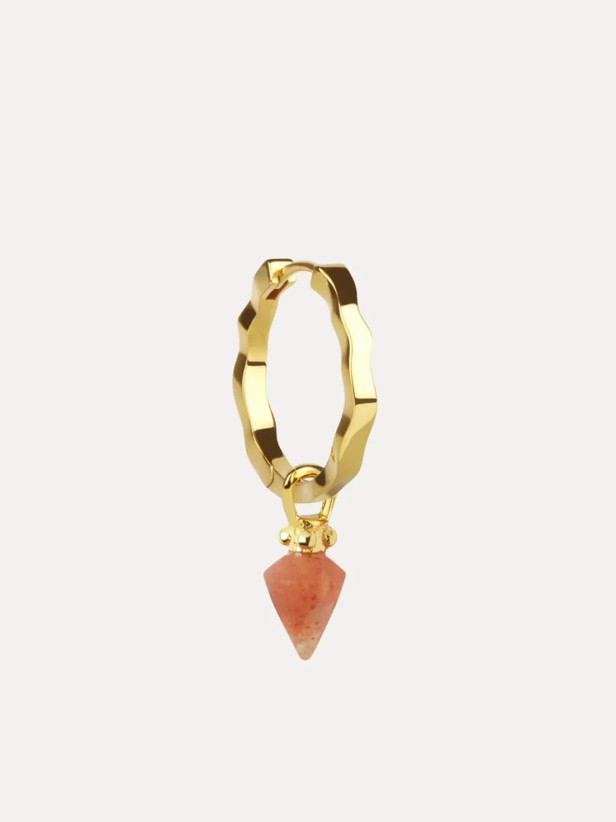 Ottoman Hands jewellery design, Fire Element Sunstone Medium Hoop Single Earring