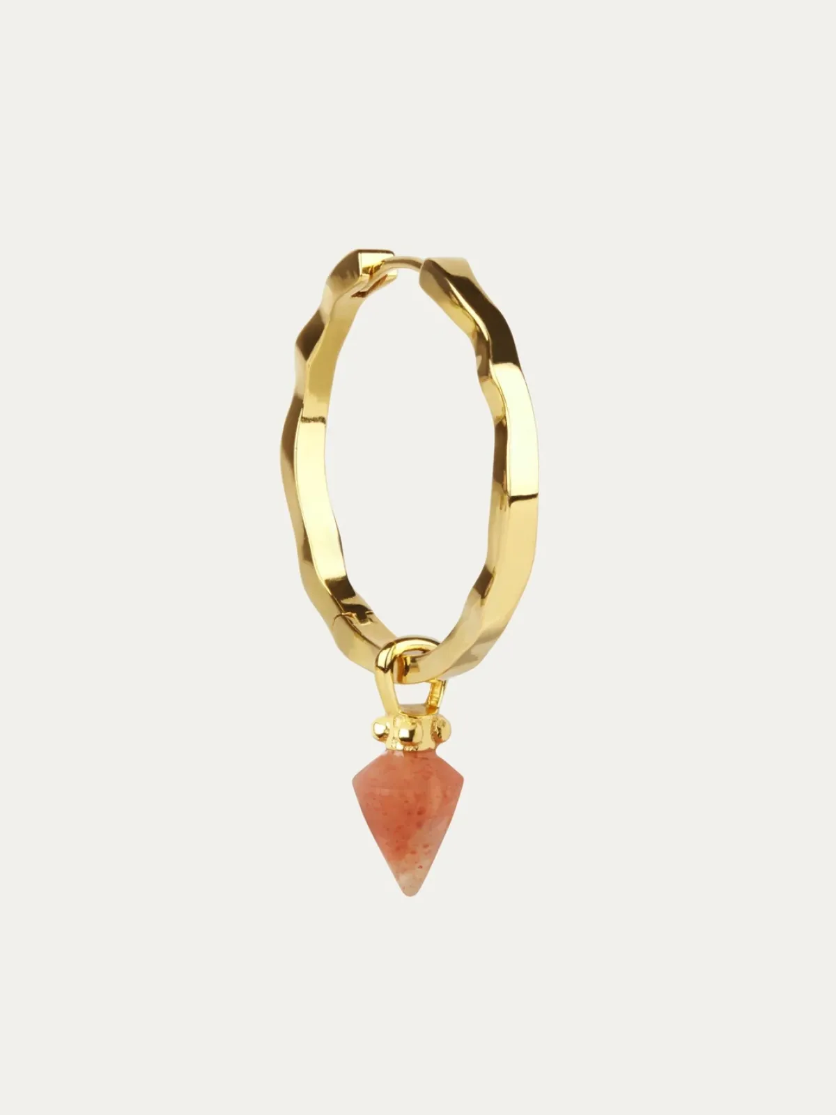 Ottoman Hands jewellery design, Fire Element Sunstone Large Hoop Single Earring