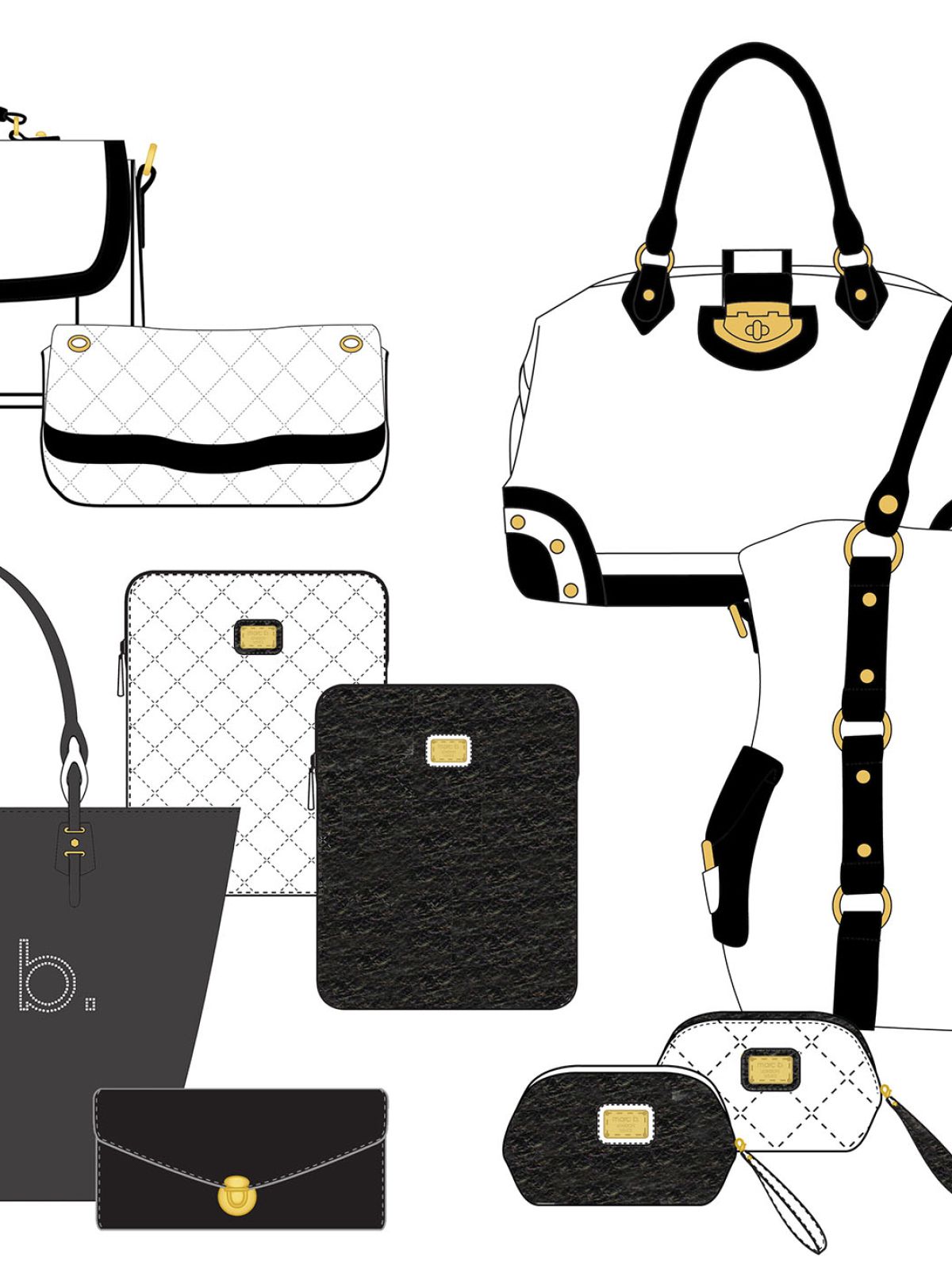 marc b. bag designs, Black and white Range