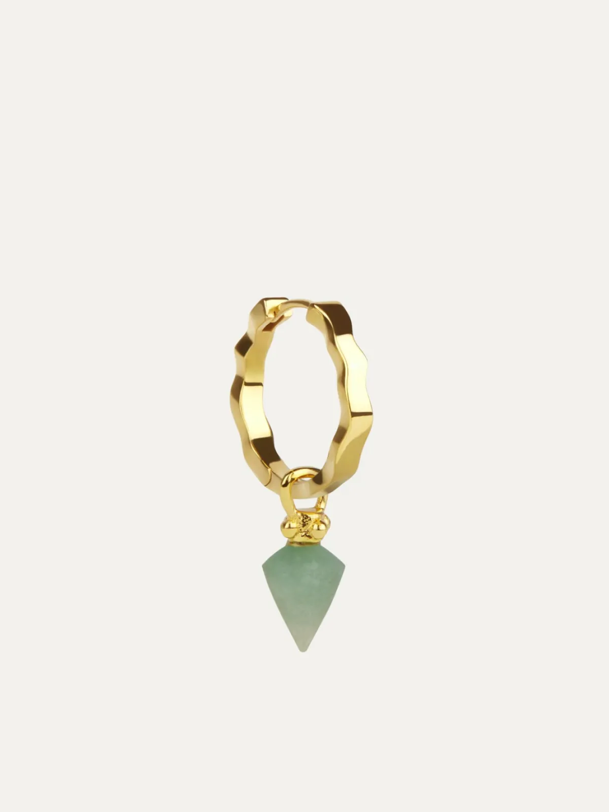 Ottoman Hands jewellery design, Earth Element Emerald Quartz Small Hoop Single Earring